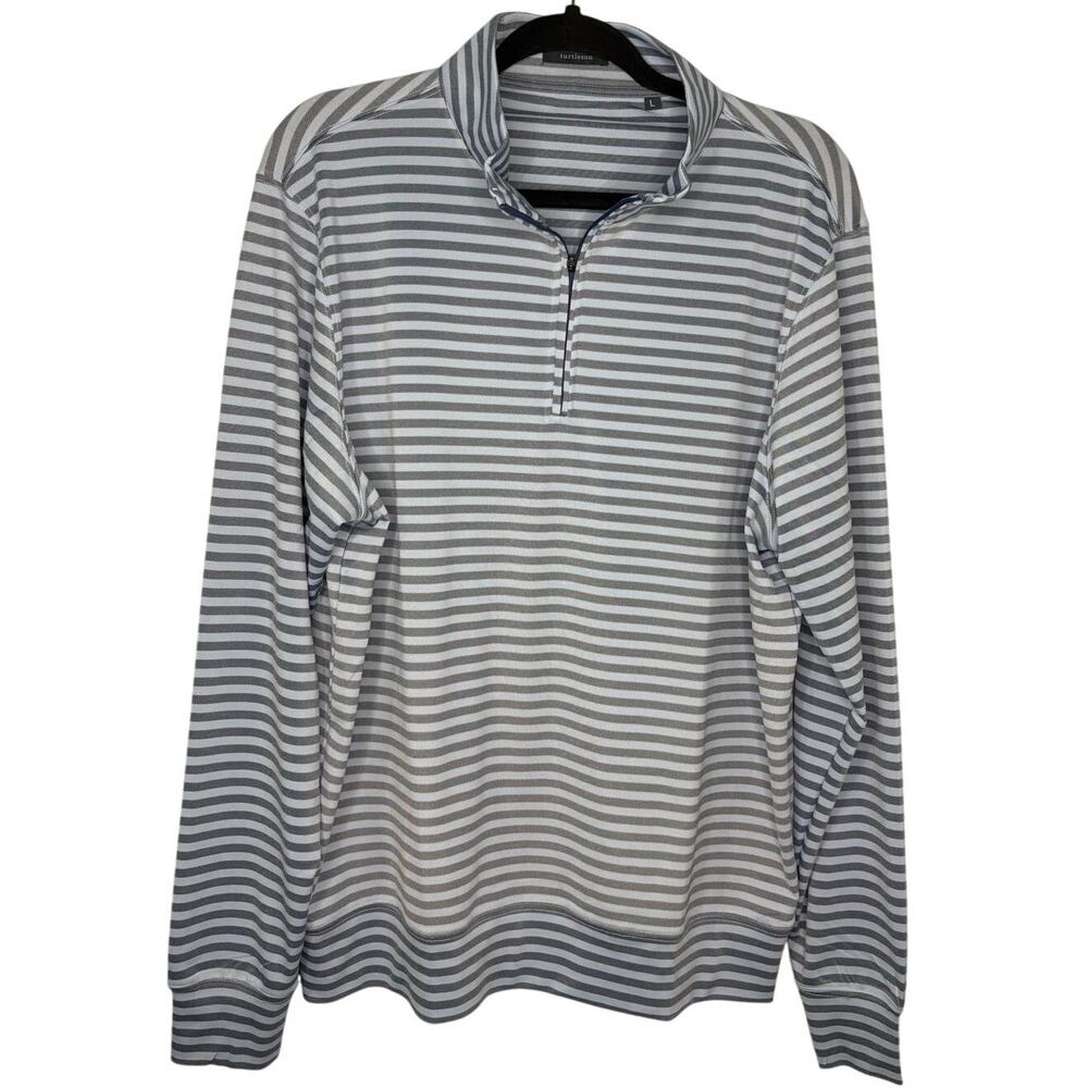 Turtleson Quarter Zip Pullover Men's Size Large Blue Striped Golf